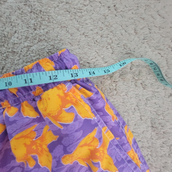 Peter Millar M Swim Trunks Goldfish Print Drawstring Mesh Lined Shorts Purple - Picture 5 of 13